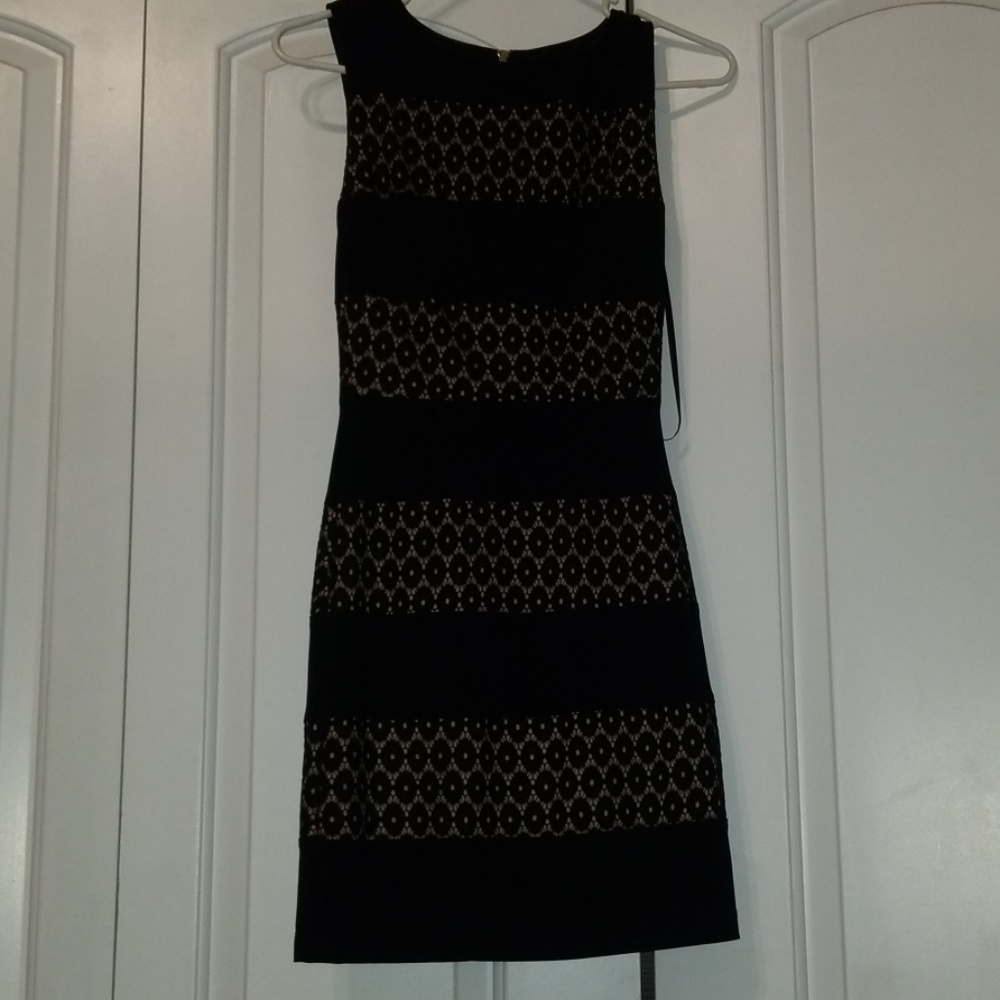 Black tan mini dress